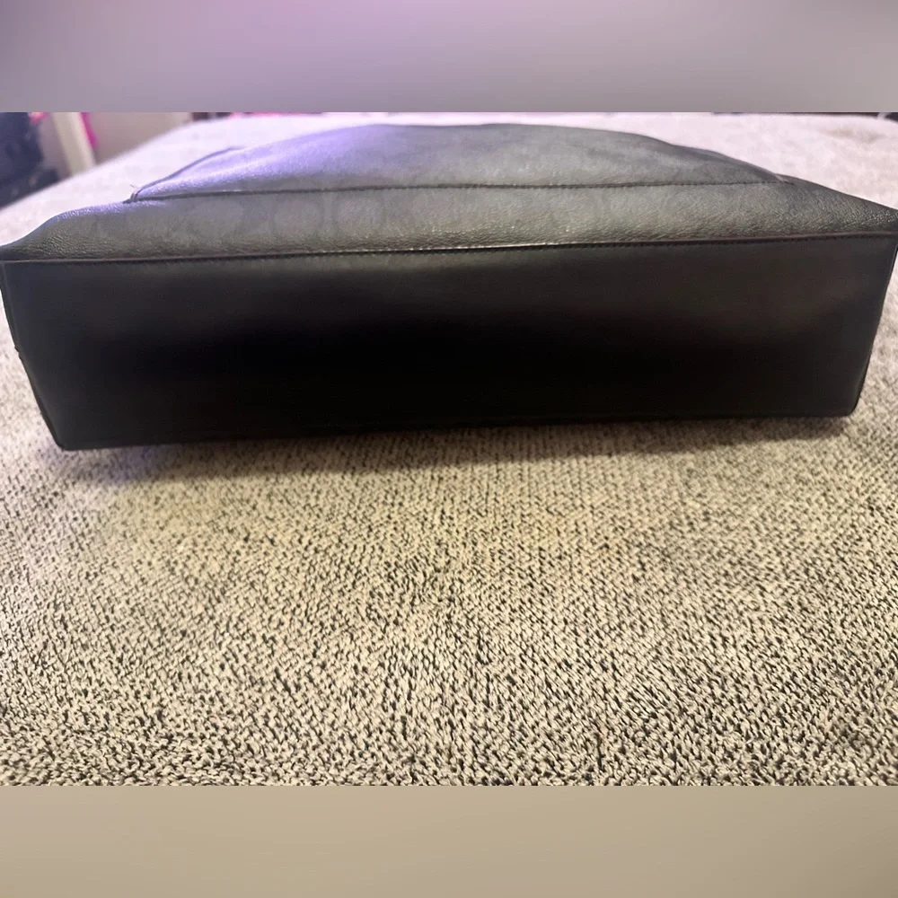 Coach Black Signature Leather Brief Case Workbag
